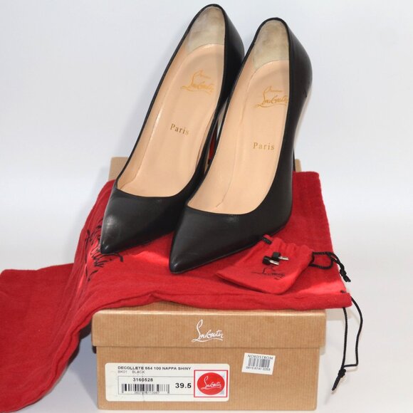 Christian Louboutin W/ Box Black Nappa Décolleté Heels SIZE 9.5 EU 39.5 - Picture 12 of 16